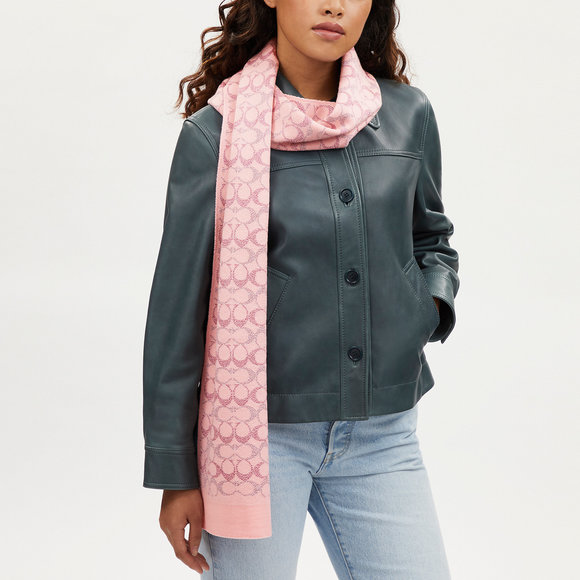 NWT Coach Outlet Signature Metallic Knit Scarf - Picture 2 of 4